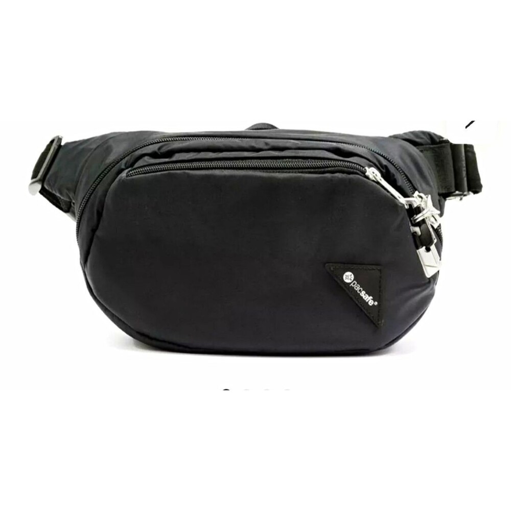 Pacsafe Vibe Waist Pack Black Nylon Zip 2 Pockets Travel RFID 7" Tablet Padded